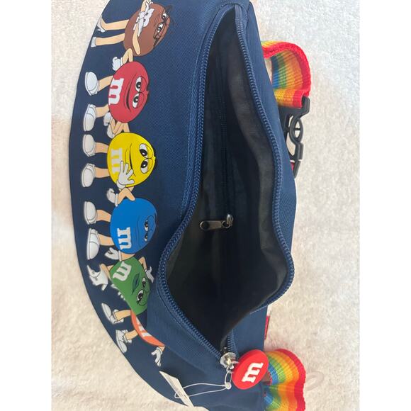 M&Ms Fanny Pack navy Rainbow 2 Zipper Pockets Travel  Hip Belt - Picture 2 of 4